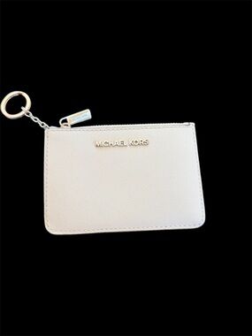 Michael Kors Cream Saffiano Zip Card Case with Keyring